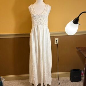 Aerie crochet Cotton Sz M Maxi Dress Bo Ho Festival Wedding Guest Dress NWT